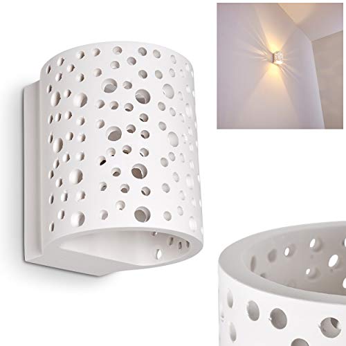 Wandleuchte Glenden aus Keramik weiß, Wandlampe mit Lichteffekt für Flur, Wohnzimmer, Schlafzimmer - Diese Lampe ist mit handelsüblichen Farben bemalbar