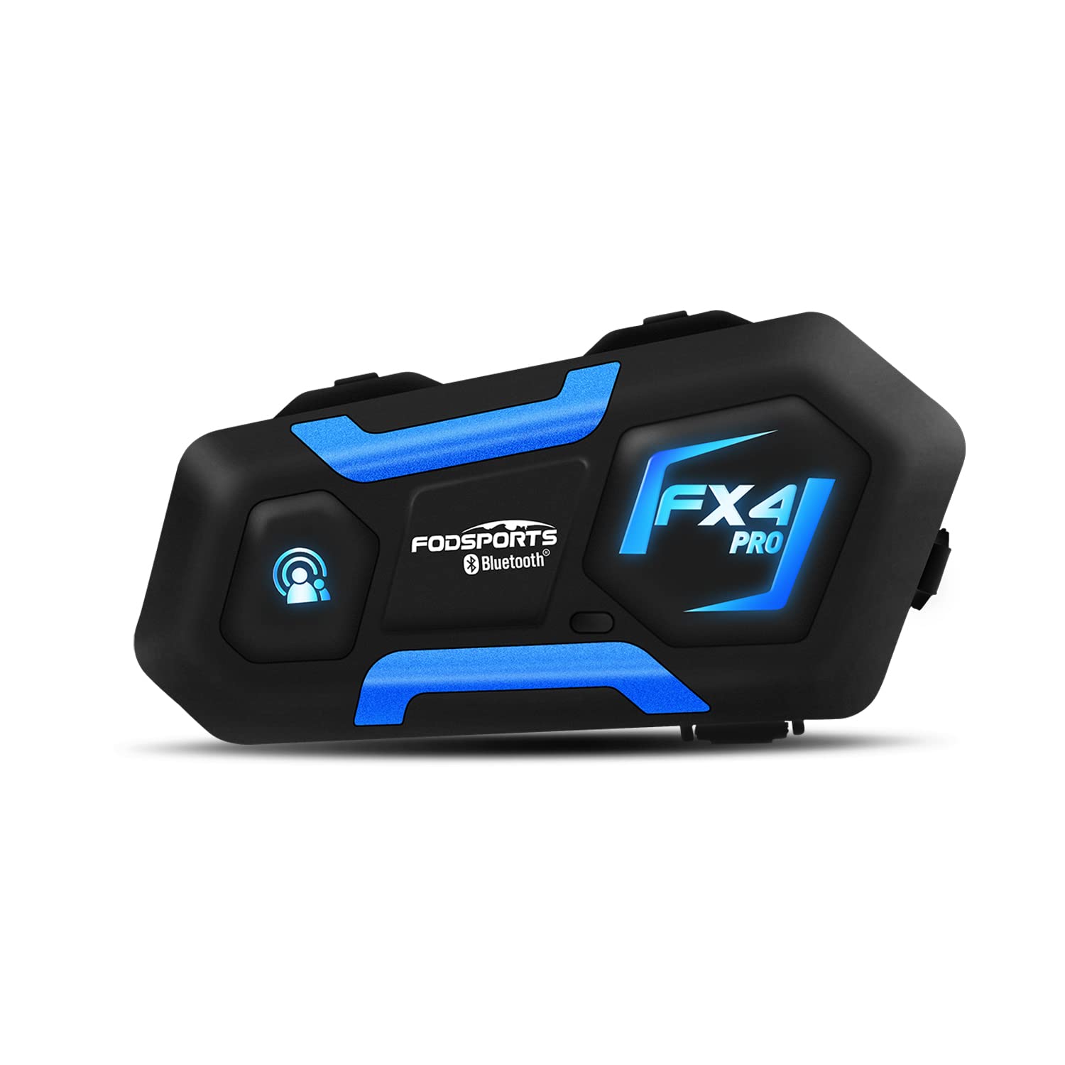 Fodsports FX4 PRO Motorrad Bluetooth Headset, Motorrad Kommunikationssystem für bis zu 4 Motorräder mit 1200m Reichweite, Universell Wasserdichtes Helm Intercom mit GPS und FM Radio