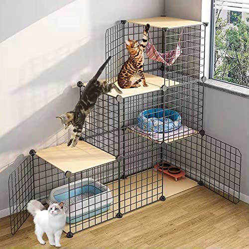 Großer 3-stöckiger Katzenlaufstall – idealer abnehmbarer Katzenkäfig aus Metalldraht für den Innenbereich, perfekte Hundehütte für 1–3 Katzen, Frettchen – geräumiger Übungsort – Selbstmontage