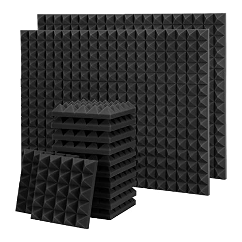 HNEJA 36 Stück Pyramiden-Akustikschaumstoffe, schalldichter Schaumstoff, 9,8 x 9,8 x 2 Zoll, Schalldämmplatte für Wand, Studio, Haus und Büro