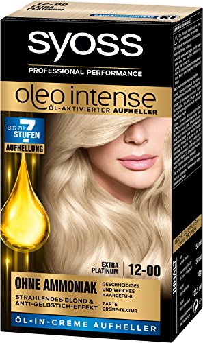 Syoss Oleo Intense Haarfarbe, 12-00 Extra Platinum, 3er Pack (3 x 133 ml)