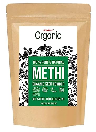 Radico | 100% Organic Methi Seed Powder | Haarpflege Packung | Nährend | Feuchtigkeitsspendend | Ayurvedische Haar Kräuterpackung | Vegan | 4 x 100 g