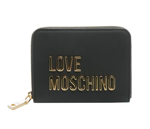 Portafoglio donna Love Moschino zip around medio ecopelle nero logo gold AS24MO03 JC5613 NERO