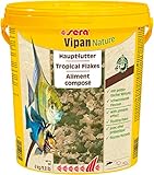 sera Vipan Nature 21 L (4 kg) - Hauptfutter mit 4% Insektenmehl und prebiotischer Wirkung, Flockenfutter fürs Aquarium, Fischfutter mit sehr hoher Futterverwertbarkeit und somit weniger Algen