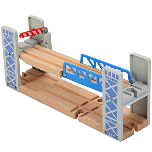 BEIEM Holzbahn-Set aus Holz, Doppelbrücke, Zubehör aus Holz, Oberbrücke, Modell für Kinder, Geschenke für Kinder