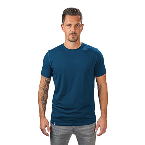 Alpin Loacker Merino T Shirt Herren - Premium Merino Tshirt Herren Kurzarm I Sport Shirt Männer und Funktionsshirt für Outdoor I Merino Unterwäsche Herren, Blau XL
