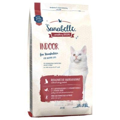 Sanabelle Indoor glutenfreies und ausgewogenes Trockenfutter geeignet für Indoor ausgewachsene Katzen mit hohem Proteinanteil, reduzierter Energiezusammensetzung und natürlichen Antioxidantien 2kg
