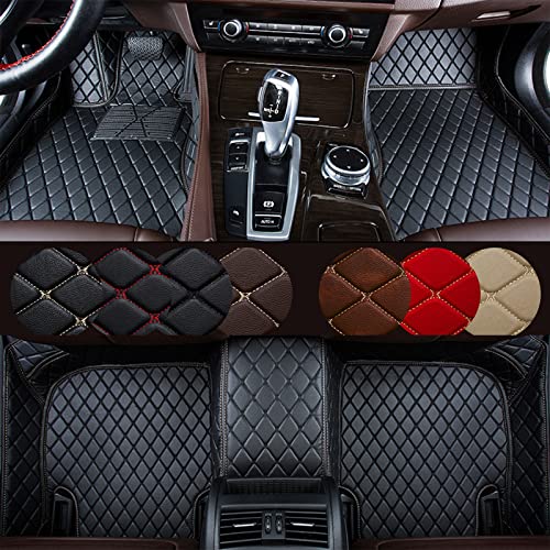 Custom Car Floor Mats fit for Abarth 595 695 124 Spider Punto 500 500C 595C Monster, All-Weather Faux Leather Floor Liners Set, Waterproof Car Carpet,All Black