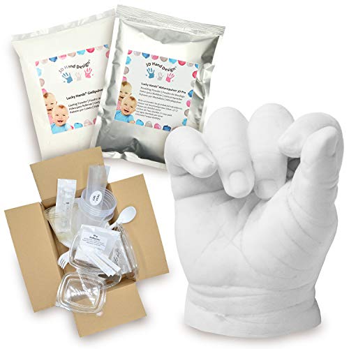 Lucky Hands® 3D Baby Abformset mit Zubehör | Komplettset | 0-6 Monate | Handabdruck, Fußabdruck, Gipsabdruck | Weihnachtsgeschenke für Mama, Papa, Oma, Opa (6-10 Modelle)