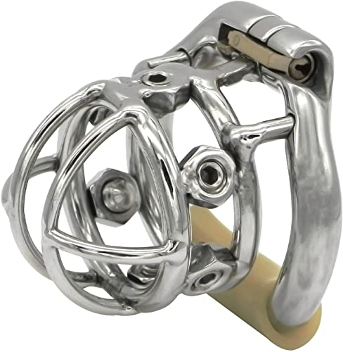 GMEG Keuschheitskäfig Edelstahl Stealth Lock Keuschheitsgürtel, Penis Lock, Keuschheitsgürtel -Manner Homosexuell (Color : Silver, Size : 51mm)