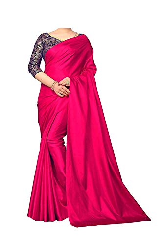 ABN Fashion Damen-Bluse, indisch, ethnisch, traditionell, Satin, Saree, Hochzeitsgeschenk, Sari, mit ungenähter Bluse, rose, Einheitsgröße