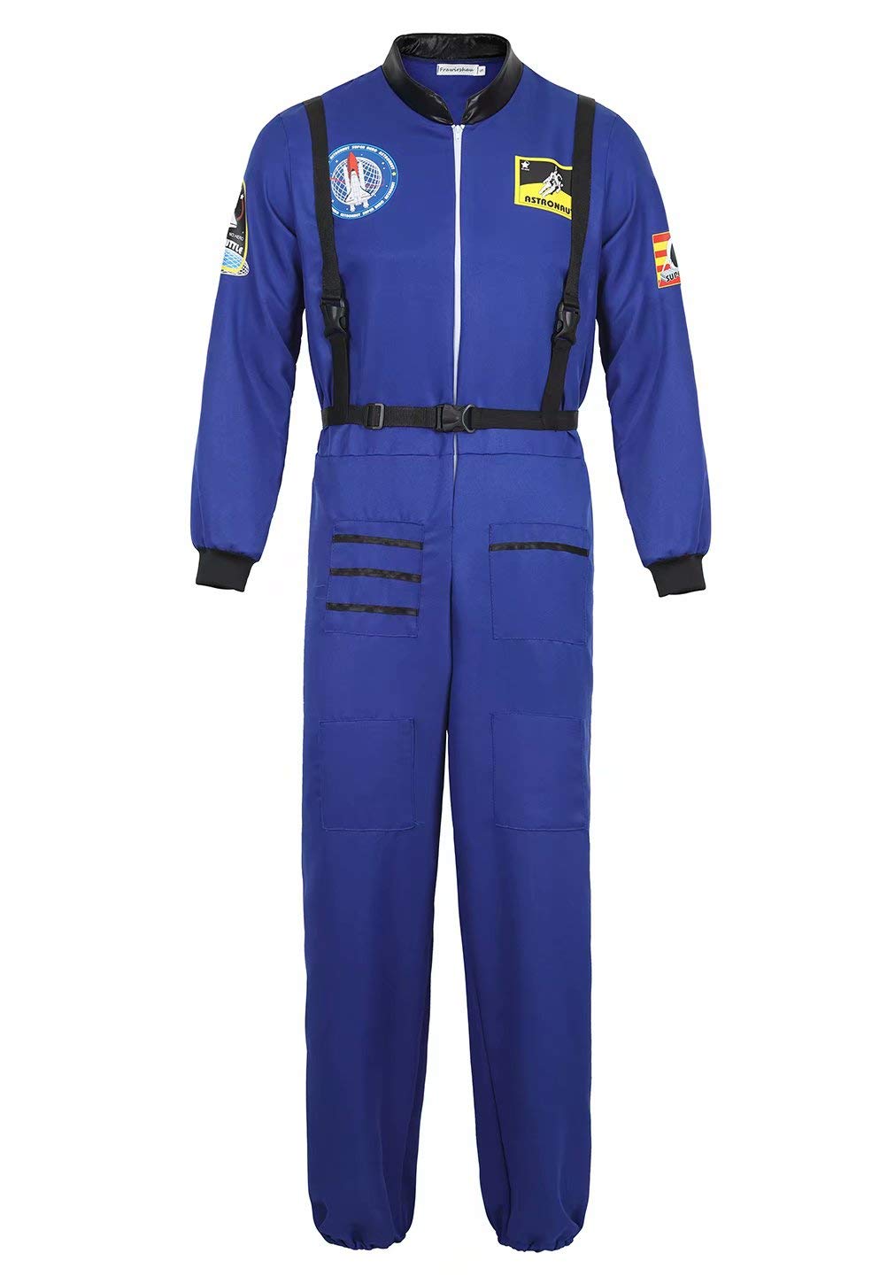 Josamogre Astronauten Kostüm Erwachsene Herren Kostüm Astronau Anzugt Weltraum Raumfahrer Halloween Cosplay Blau 3XL