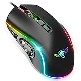 Spirit of Gamer x Elite M30 | PC Gaming Maus mit Kabel | 10 Programmierbare Tasten | Optischer Sensor mit 12800 DPI | 13 RGB Hintergrundbeleuchtungseffekte | Ergonomische Gaming Maus | Fingerschlitze