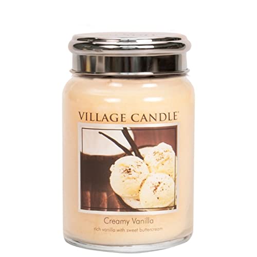 Village Candle Creamy Vanilla 26 oz Large Glass Jar Scented Candle, 21.25 net oz Kerze, Glas, elfenbeinfarben