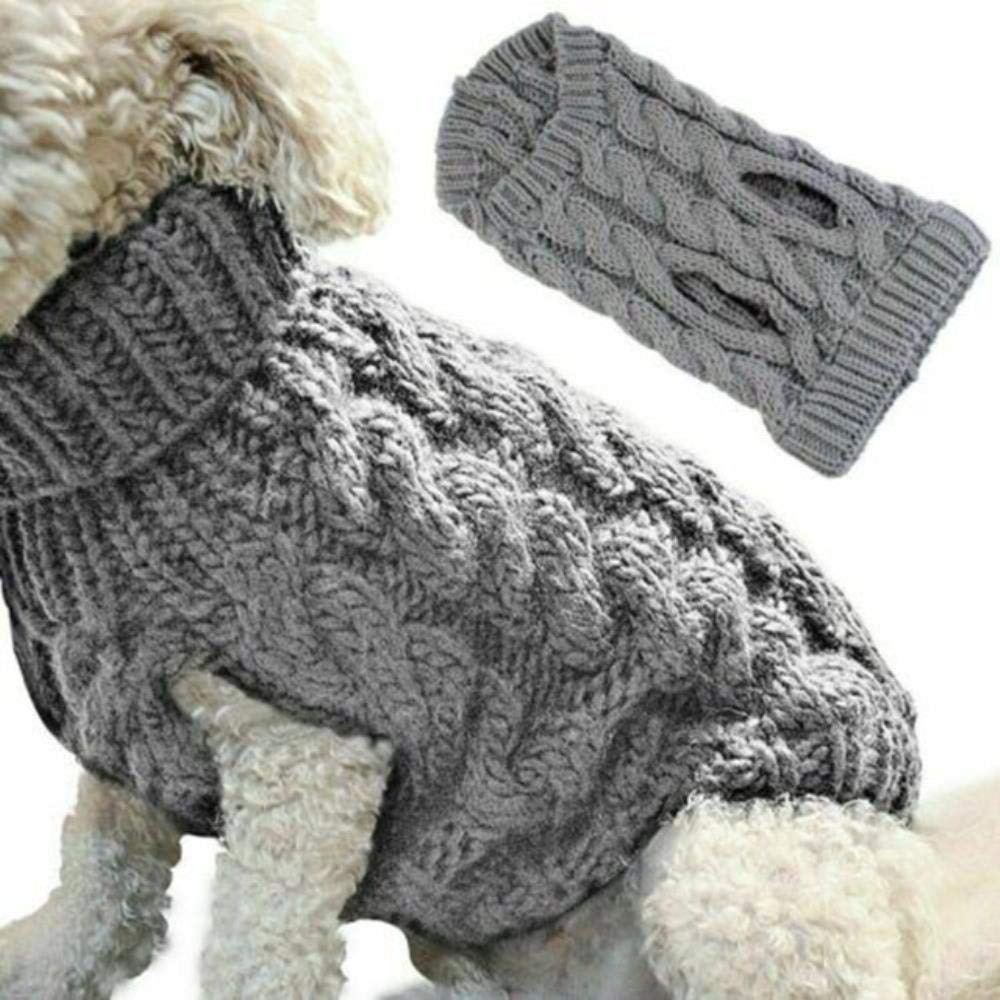 UKKD Hundemantel Warm Hund Katze Sweater Kleidung Winter Turtleneck Strick Haustier-Katze-Welpen-Kleidung-Kostüm Für Kleine Hunde Katzen Chihuahua,02B,XL