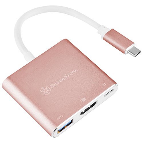SilverStone SST-EP08P - Adapter USB 3.1 Type C zu HDMI 4K/USB Type C/USB Type A, pink