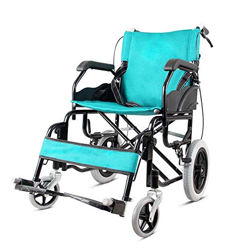 Bequeme mobile Rollstühle für den Außenbereich, zusammenklappbar, leicht, selbstfahrend, Reisebegleiter-Rollstuhl aus Stahl mit Bremsen und abnehmbaren Fußstützen, Gewicht nur 12 kg, Reda (B