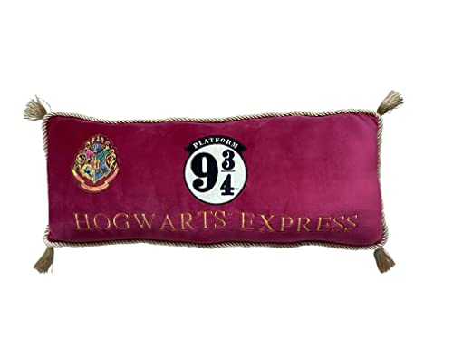 Rechteckiges Kissen Harry Potter Bestickt mit Logo Platform 9 3/4 – sehr weiches Material, bequem und angenehm zu eng – Dekoration – hochwertige Qualität – Maße: 60 x 20 cm