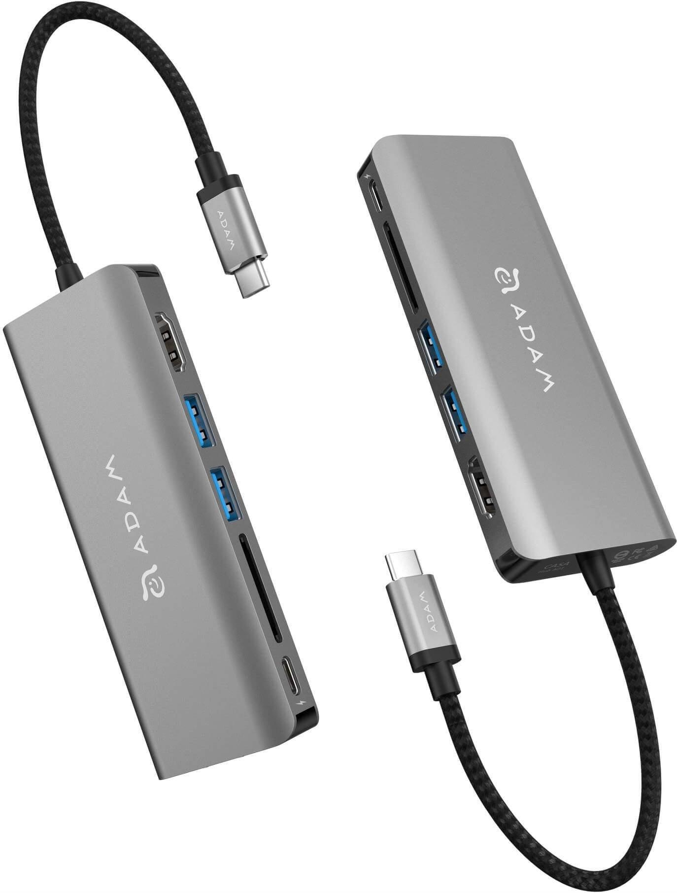 Adam Elements Casa Hub A01 - USB-C HUB Aluminium | 2 USB 3.1 Ports | 1 USB-C 3.1 Port | SD/SDHC Kartenleser | 1 HDMI Port mit 4K-Video Unterstützung | 1 RJ45 Ethernet Port (Gigabit) | Macbook, Macbook Pro, Type-C Phones | Grau