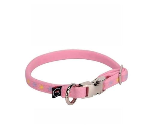 FINNERO Weiches Bambino-Halsband für Welpen, kleine Hunde und Katzen (1 cm breit, Girly Pink)