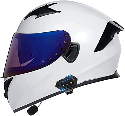 Integralhelm Klapphelm Motorrad Bluetooth-Helm Full Face Vollvisierhelm Mit ECE Genehmigt Scooter-Helm Motorradhelm Doppelvisier Mit Mikrofon Für Damen Herren (Color : D, Größe : 2XL)