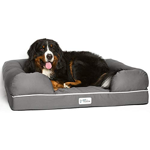 PetFusion Ultimate Solid 4 "Memory Foam Hunde/katzebett für X große Hunde/katze (44x34x10 zollorthopädische Sofa Couch; grau). Ersatzabdeckungen und Decken sind ebenfalls erhältlich