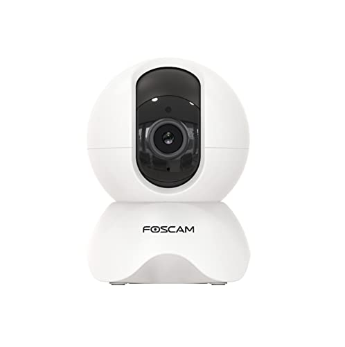 Foscam Kamera für den Innenbereich, motorisiert, IP X3, WLAN, High Definition, 3 MP mit intelligenter Bewegungserkennung, 350°-Ansicht, Tag & Nacht – Infrarot von 8 m – Alexa & Google Assistant – Weiß