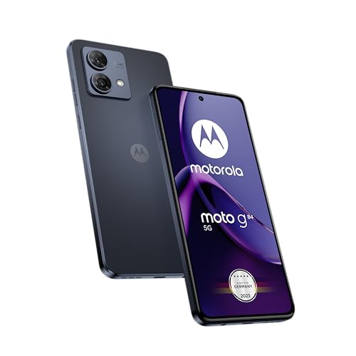 Motorola moto g84 5G (6,5"-FHD+-Display, 50-MP-Dual-Kamera, 12/256 GB, 5000 mAh, Android 13) Midnight Blue inkl. Schutzcover + KFZ-Adapter [Exklusiv bei Amazon]