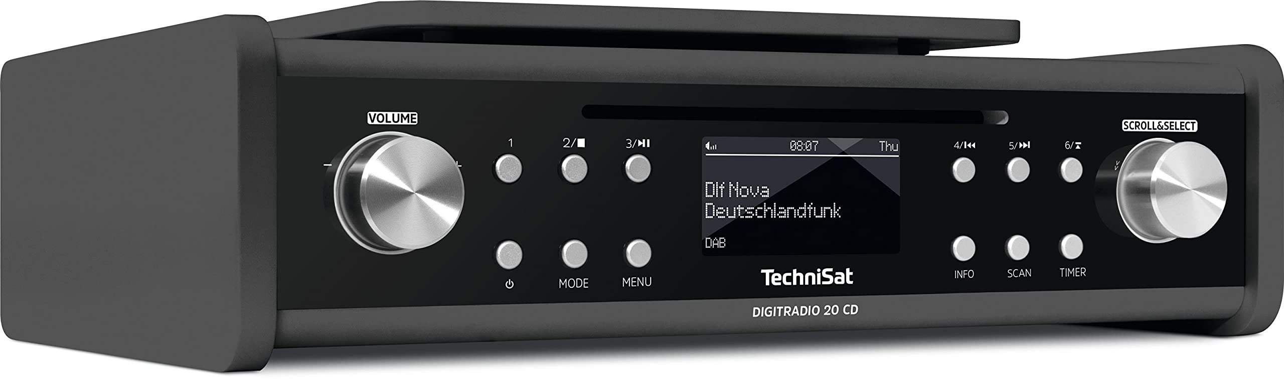 TechniSat DIGITRADIO 20 CD – Modernes & kompaktes DAB+ Küchen- & Badezimmerradio (Empfangsstarkes UKW Unterbauradio mit CD Player & Uhr)