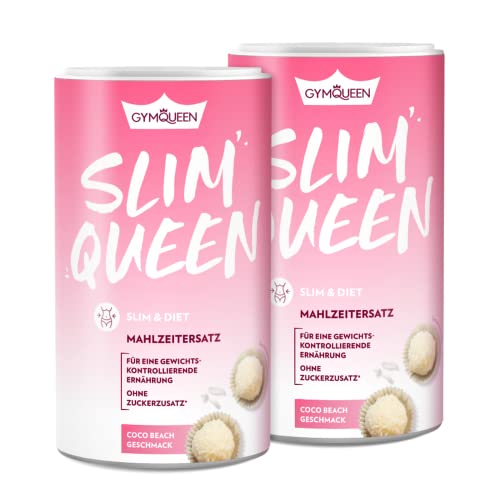 GymQueen Slim Queen Abnehm Shake 2x420g, Coco Beach, Leckerer Diät-Shake zum einfachen Abnehmen, Mahlzeitersatz mit wichtigen Vitaminen und Nährstoffen, nur 250 kcal pro Portion