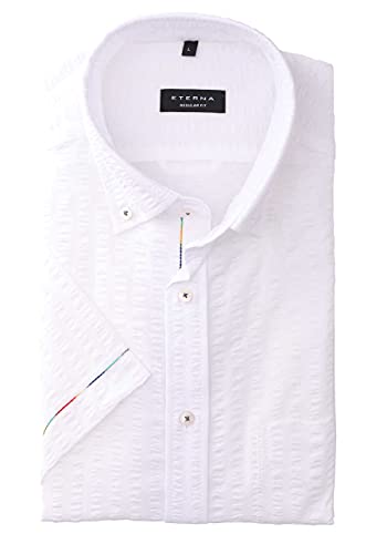 eterna Kurzarm Hemd Regular fit Seersucker, unifarben Größe 40, Farbe weiß