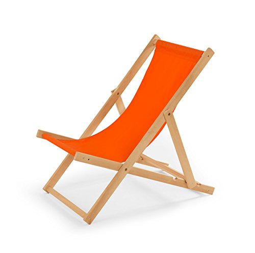 IMPWOOD Gartenliege aus Holz Liegestuhl Relaxliege Strandstuhl (Orange)