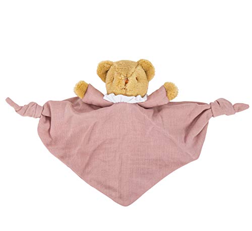 Trousselier - Teddybär-Dreieck – 20 cm – Rassel – ideales Geschenk zur Geburt – maschinenwaschbar – Bio-Baumwolle – altrosa – 2 Stück