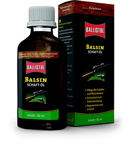 BALLISTOL Unisex – Erwachsene Waffenpflege Balsin Schaftöl Flasche, Dunkelbraun, 12 Stück
