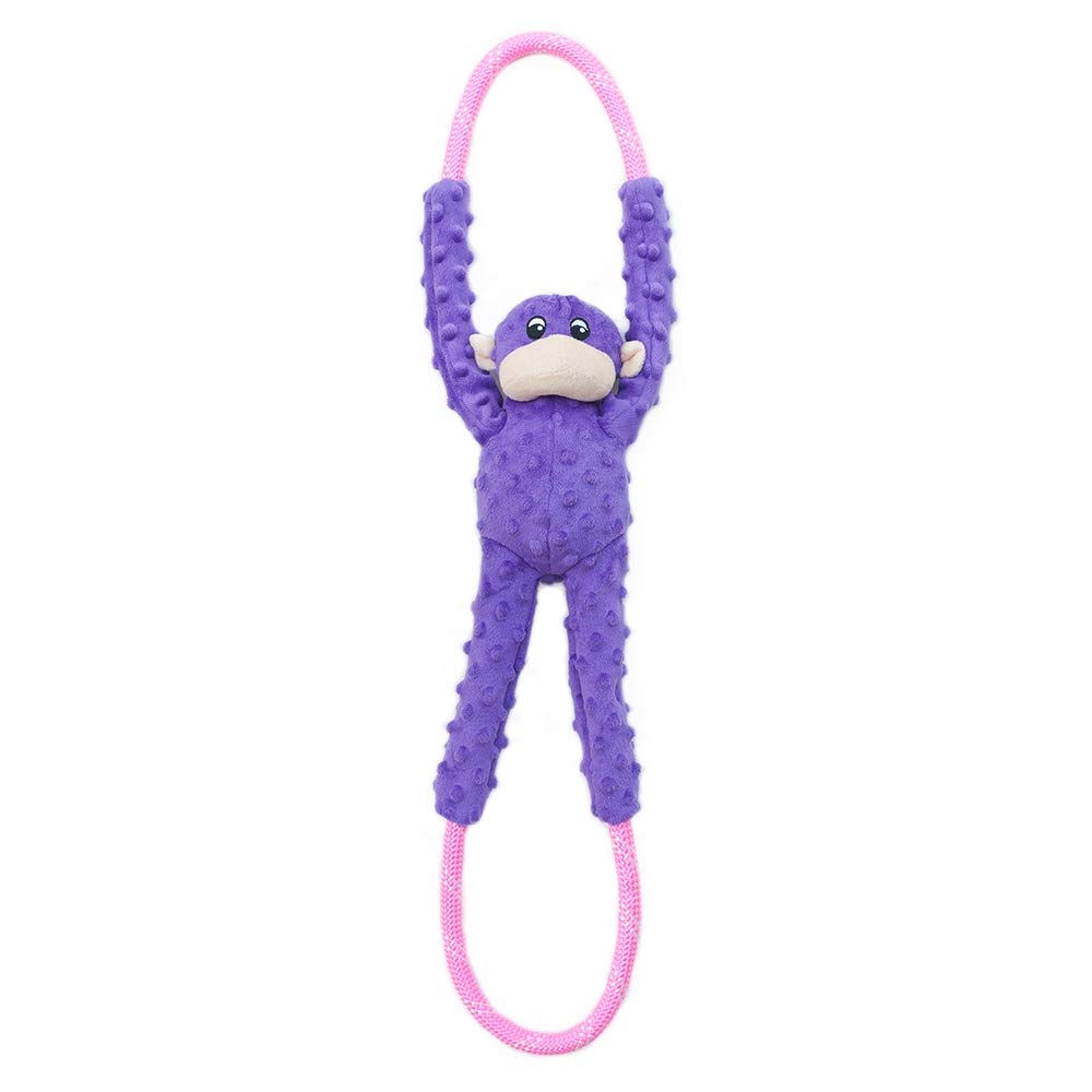 ZippyPaws - Monkey RopeTugz Hundespielzeug mit Quietsch- und Plüschseil, Violett