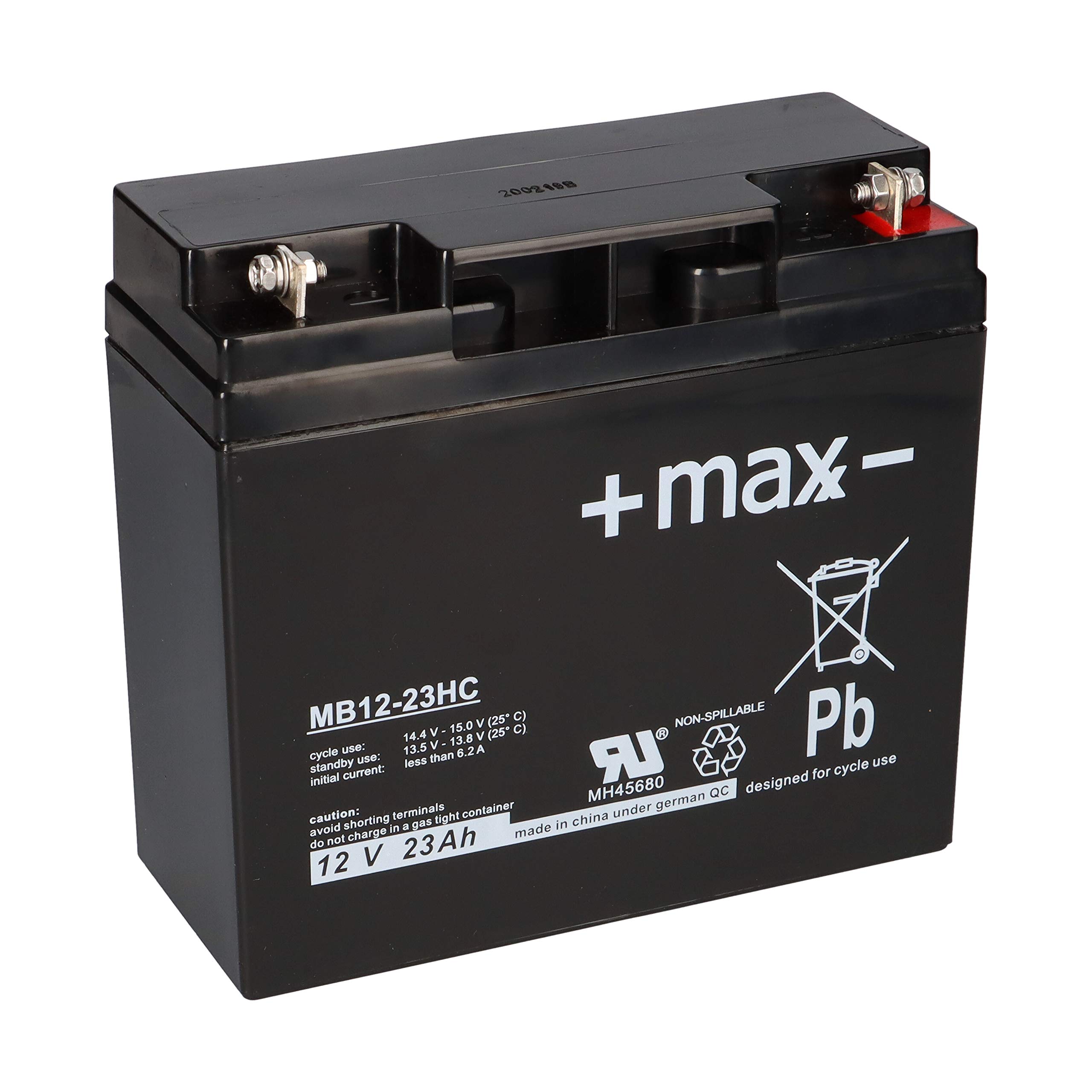 Bleiakku + maxx - 12V 23Ah MB12-23HC AGM wiederaufladbar zyklenfest 17Ah 18Ah 19Ah 20Ah 22Ah