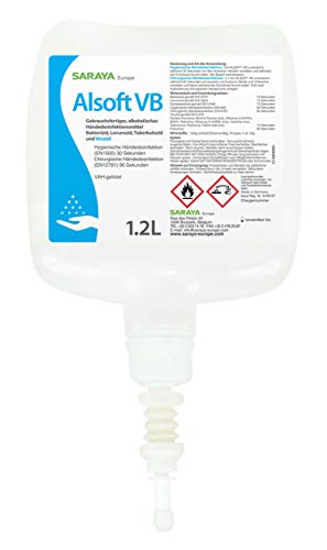 Saraya Alsoft VB, 1,2 Liter Handdesinfektionsmittel, VAH gelistet, für Saraya Spender UD/MD 9000 und UD/MD 1600