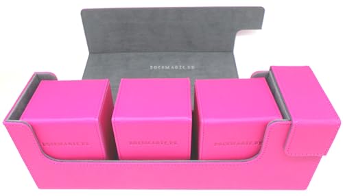 docsmagic.de Premium Magnetic Tray Long Box Pink Medium + 3 Flip Boxes - Rosa