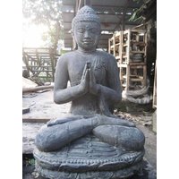 Buddha Figur 80 cm Sitzend Mudra Gruß Frostfest Garten Statue