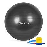 MSPORTS Gymnastikball Premium Anti Burst inkl. Pumpe 55 cm - 105 cm Sitzball - Fitnessball inkl. Übungsposter Medizinball (95 cm, Anthrazit)