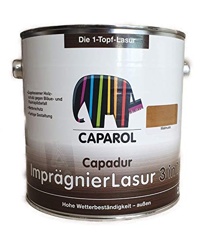 Caparol Capadur ImprägnierLasur 3 in 1 gegen Fäulniss und Bläue Größe 2,5 LTR, Farbe walnuss