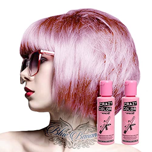 2x Crazy Color Semi-Permanente Haarfarbe 100ml (Candy Floss Pink - Rosa)