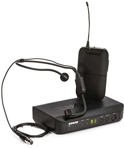 Shure BLX14/P31 Kabelloses Mikrofonsystem mit BLX4-Empfänger, BLX1 Bodypack-Sender und PGA31 Headset-Kondensatormikrofon für Freisprecheinrichtung, perfekt für aktive Darsteller - H11 Band