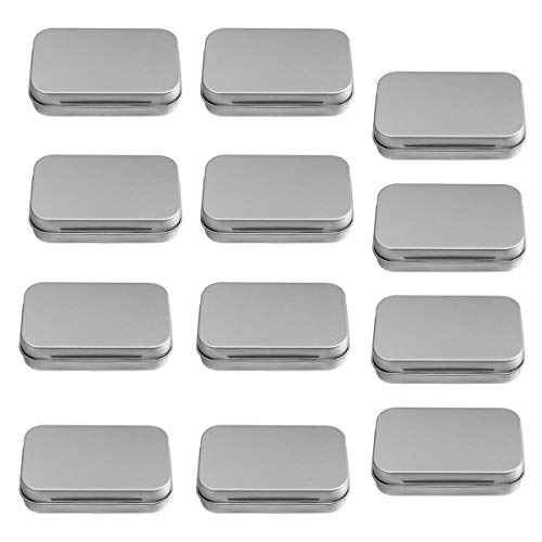 ROSENICE 12 Stücke kleine Metalldosen, Multifunktions Aufbewahrungsbox Container aus Metall für Kleinteile Lagerung (Silber)