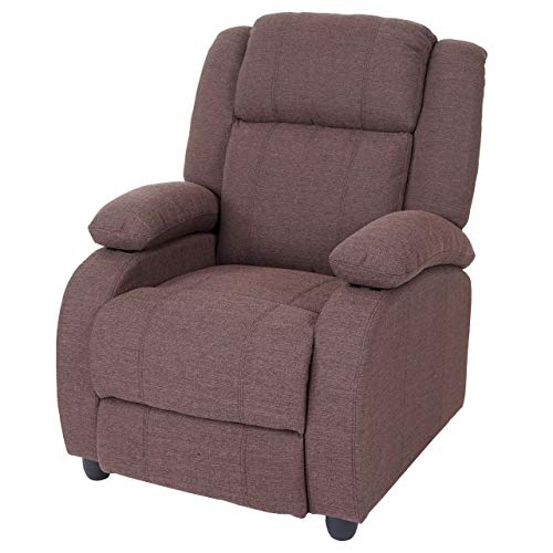 Mendler Fernsehsessel Lincoln, Relaxsessel Liege Sessel, Stoff/Textil - Mahagony