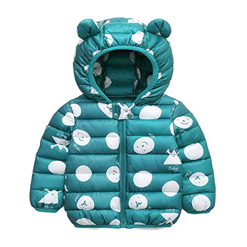 Minizone Baby Puffer Jacke mit Kapuze Jungen Mädchen Leichter Schneeanzug Kinder Herbst Winter Warmer Mäntel Outfits Mode Kleidung Geschenk 4 Jahre,Grün