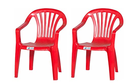 hLine Kinder Gartenstuhl Stapelsessel Sessel Stuhl für Kinder in/Out (2 Stück rot)
