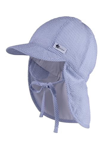 Sterntaler Schirmmütze mit Nackenschutz Streifen himmelblau
