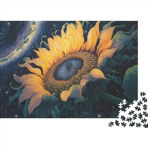 Universum-Sonnenblume, 1000-teiliges Puzzle für Erwachsene, kreatives rechteckiges Holzpuzzle, Geschenk für Freunde und Familie, 1000 Teile (75 x 50 cm)