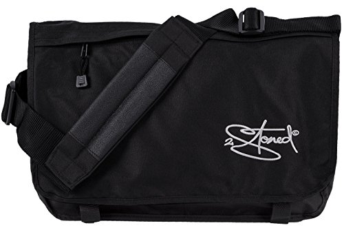 Original 2stoned Vintage Messenger Bag Umhängetasche mit Sticklogo "Classic Logo", Schwarz